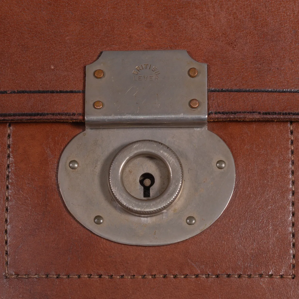 Mid Tan Flap-Over Leather Briefcase